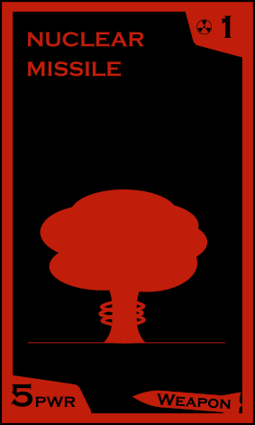 A red card reading "Nuclear Missile."